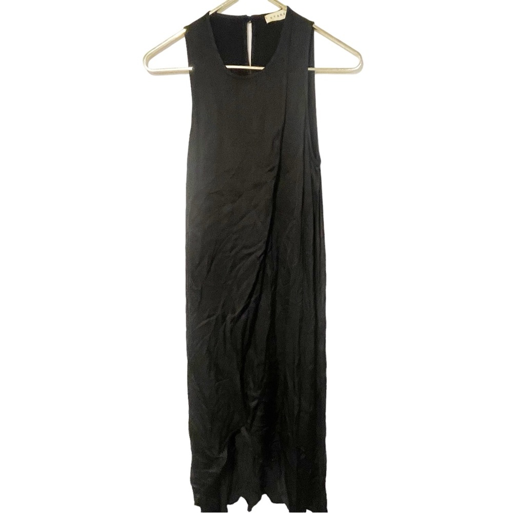 Stark X Size XS Silky Black‎ Sleeveless Maxi Dress Front Split